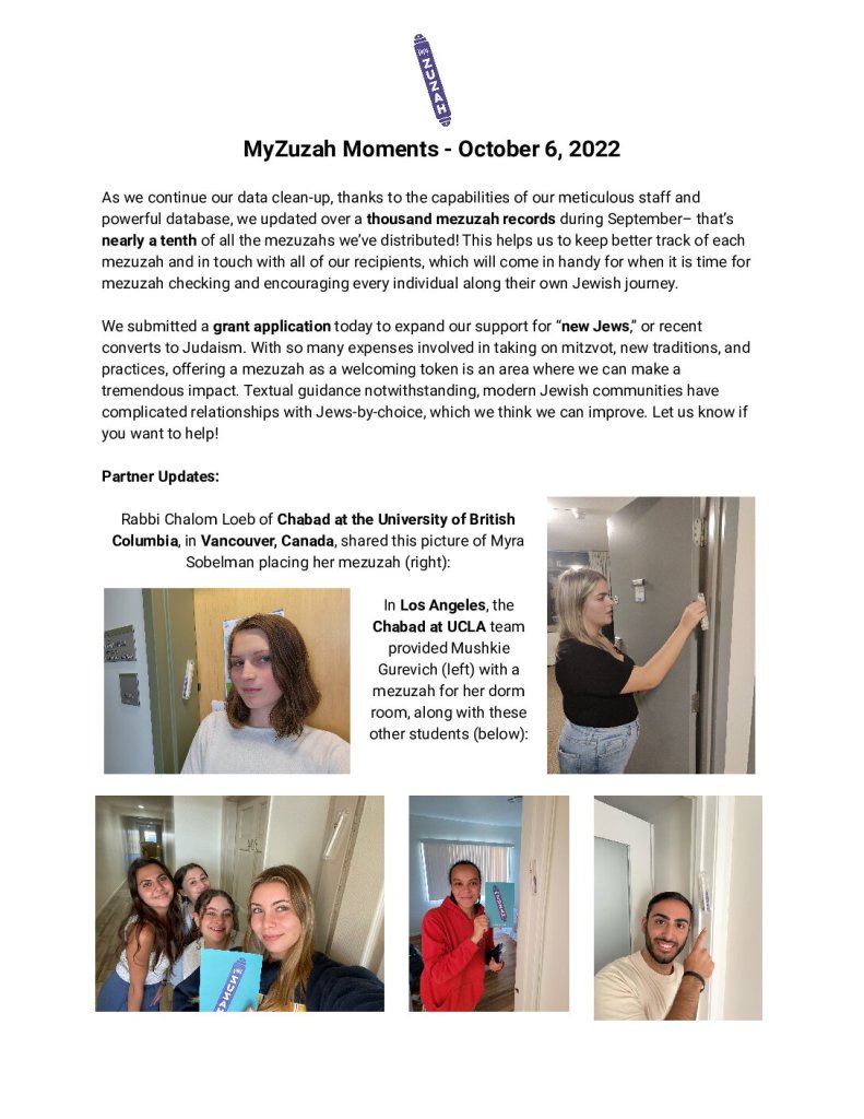 thumbnail of MyZuzah Moments – October 6, 2022